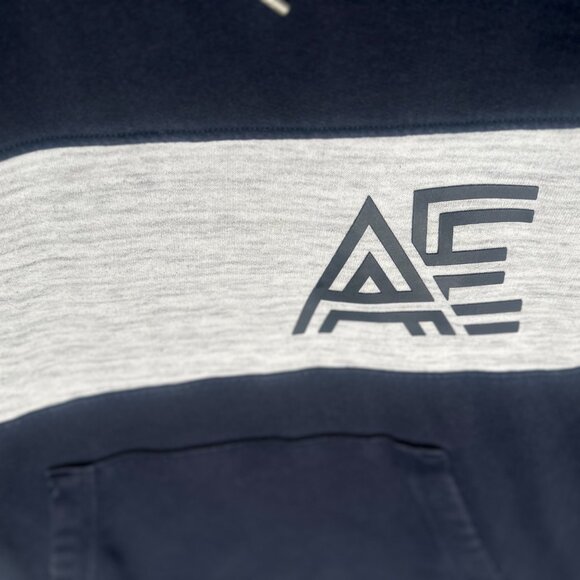American Eagle AE Hoodie Teal Gray Navy Pullover Sweatshirt Medium - Picture 5 of 8